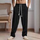 Men's Cotton Linen Casual Pants Loose Wide Leg Elastic Waist Daily Commute Trousers for Men