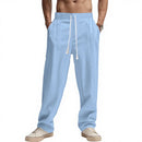 Men's Cotton Linen Casual Pants Loose Wide Leg Elastic Waist Daily Commute Trousers for Men